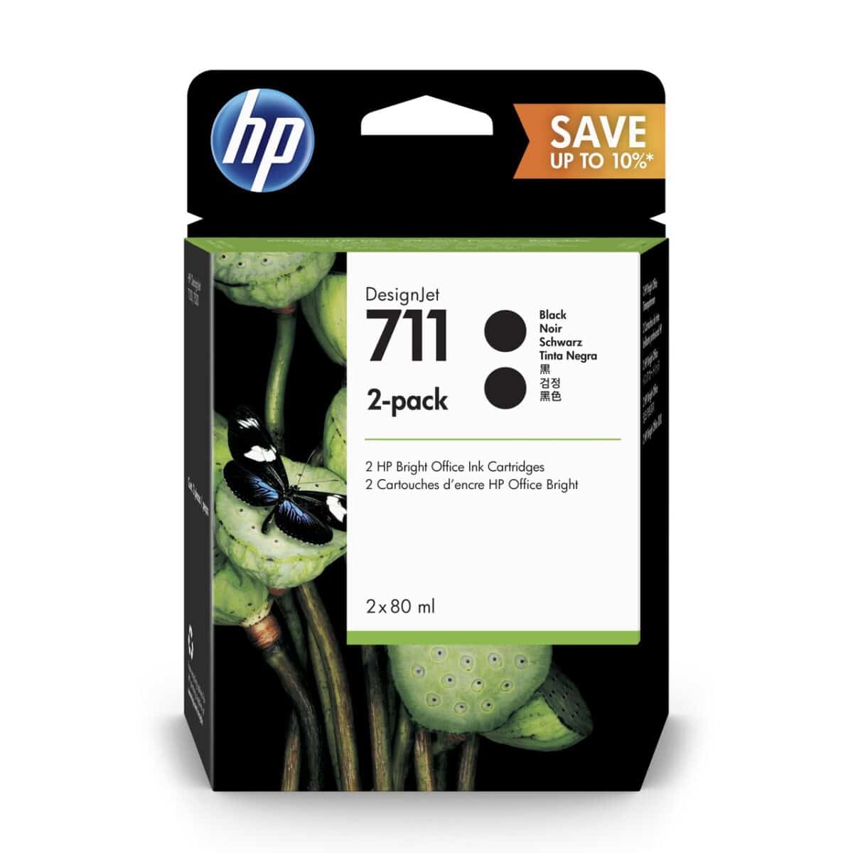 No. 711 Black Ink Cartridge - 80ml - 2 Pack