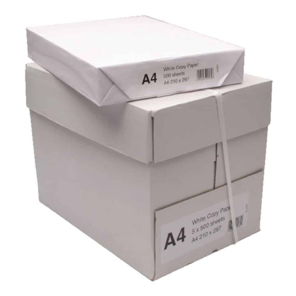 A4 Copier Paper - 500 sheets in a ream - Boxed as 5 reams 2500 sheets