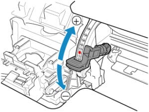 large format printer angle adjustment lever